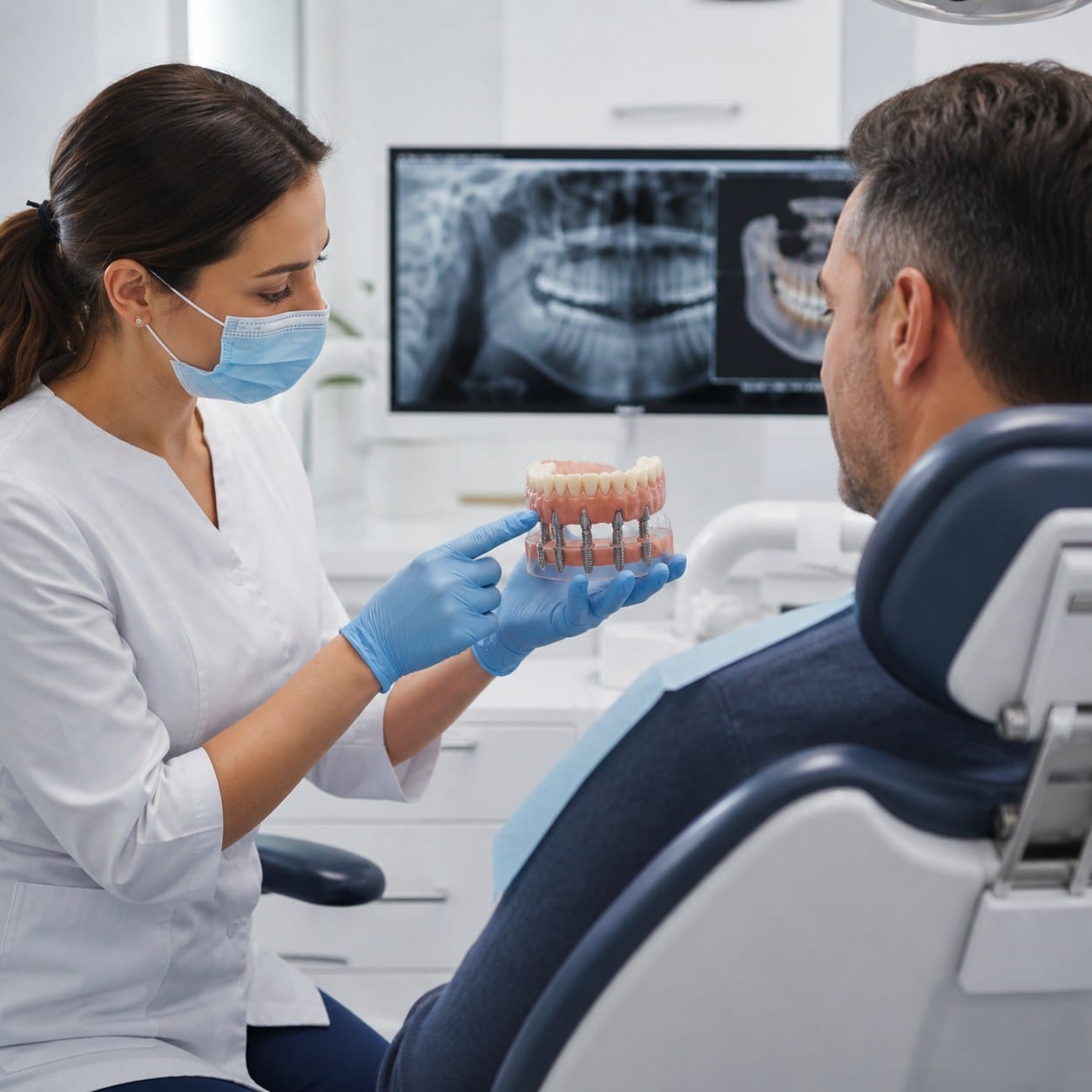 Bedančių žandikaulių implantacija ir protezavimas (all on 4/6 metodika)