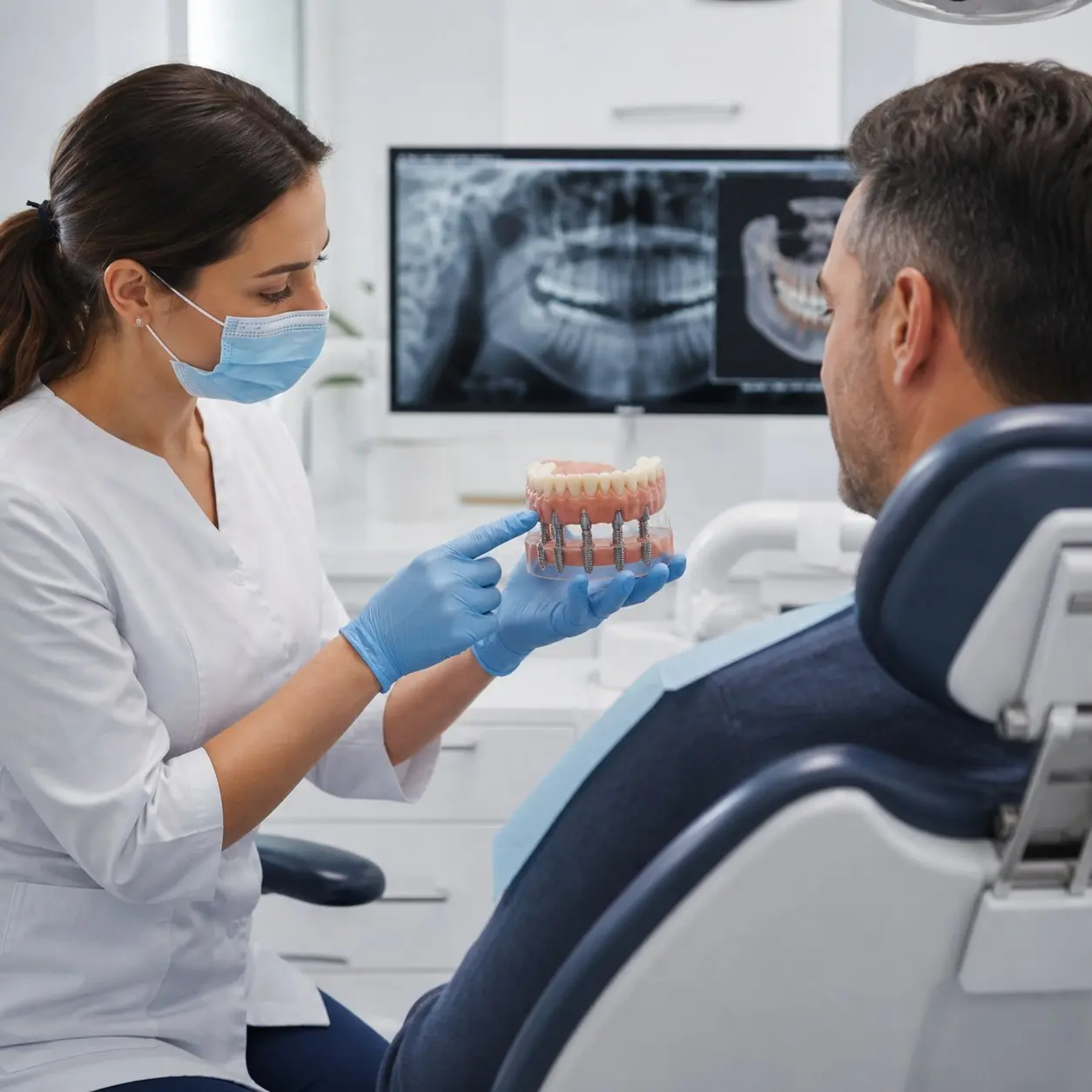 Bedančių žandikaulių implantacija ir protezavimas (all on 4/6 metodika)